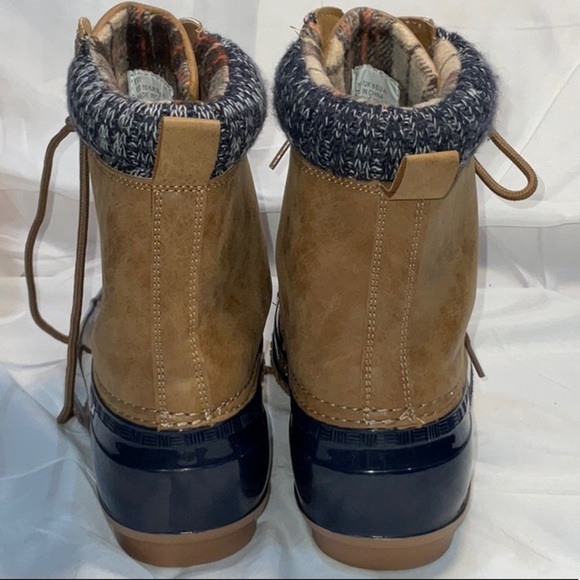 Justfub Tan and Blue Waterproof Winter Boots - Picture 8 of 8